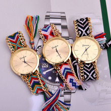 2015 New Brand GENEVA Watch Handmade Braided Friendship Bracelet women watches Fashion Ladies Quartz Wristwatches