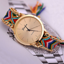 2015 New Brand GENEVA Watch Handmade Braided Friendship Bracelet women watches Fashion Ladies Quartz Wristwatches