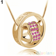 Women s Fashion Crystal Chain Rhinestone Gift Love Heart Pendant Necklace 1REW