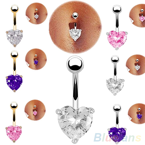 Navel Belly Ring Rhinestone Button Bar Heart Star Body Piercing Jewelry 1QEM