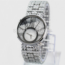 New Model Fashion women watch brand Lady Wristwatch with Sparkling flow diamonds Stainless steel silver/gold/rose gold
