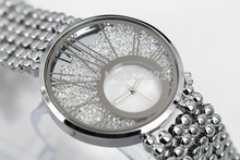 New Model Fashion women watch brand Lady Wristwatch with Sparkling flow diamonds Stainless steel silver gold