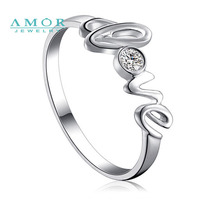 AMOR   BRAND THE FLOWER OF LOVE SERIES 100%  NATURAL DIAMOND 18K WHITE GOLD RING JEWELRY  JBFZSJZ274