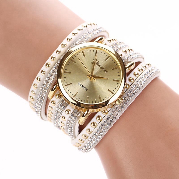 6 Colors Ladies Gift Luxury Jewelry Rhinestone Wrap Bracelet Quartz Wristwatches Women Dress Watches Relogio Feminino