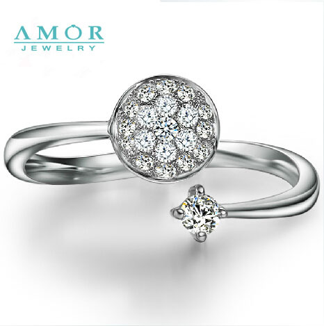 AMOR BRAND THE FLOWER OF LOVE SERIES 100 NATURAL DIAMOND 18K WHITE GOLD RING JEWELRY JBFZSJZ275