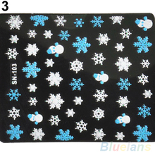 Snowflakes Snowman 3D Nail Art Stickers Decals Girl Fingernail Accessories 1VNA