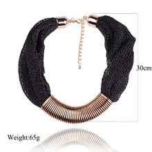 Retro Punk Gold Closely spaced Circle Pendant Hand woven Silver Chain Charm Collar Choker Necklace Statement