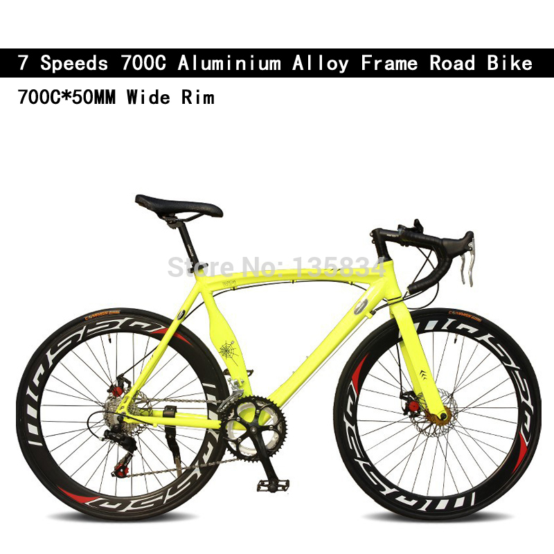 700C Bicicleta 7 скорости 50 мм широкий обод двойной дисковый ...