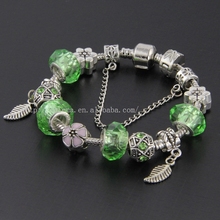 Handmade Fashion Green Glass Bead Bracelets For Women Fits Pandora Style Charm Bracelets Jewelry VRT03