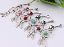 Body Jewelry Crystal Gem Dream Catcher Navel Dangle Belly Barbell Button Bar Ring Body piercing