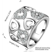New Women Exquisite Crystal Love Rings Jewelry 925 Sterling Silver Jewelry Cubic Rings Engagement Party Best