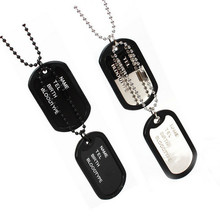 2015 New unique Designer Mens Military Army Style Black 2 Dog Tags Chain Mens Pendant Necklace