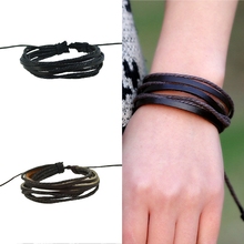 Wrap Men’s Bracelet Charm Genuine Leather Bracelets Bangles Bracelets for Women