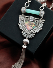 High Quality Rhinestone Necklace New Brand Joyeria Jewelry Silver Color Zinc Alloy Tassel Long Necklace