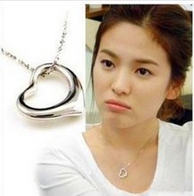 Korean Fashion Jewelry Accessories Simple Silver Love Heart Necklaces Pendants Chain Jewelry for Women