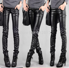 Casual pants big yards female PU leather pants tights stretch pants feet pencil pants female trousers