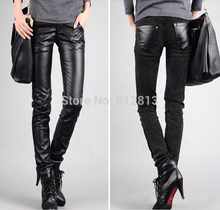 Casual pants big yards female PU leather pants tights stretch pants feet pencil pants female trousers