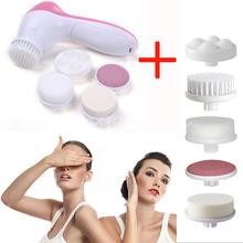 2015 New Arrival 5-1 Multifunction Electric Face Facial Cleaning Brush Spa Skin Massage Cleaner Body Beauty Case Sponge