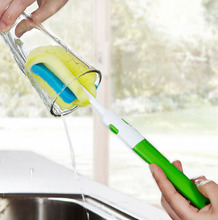 2pcs/set Kitchen Cleaning Tool Extend Handle Sponge Brush For Wineglass Bottle Coffe Tea Glass Cup Mug