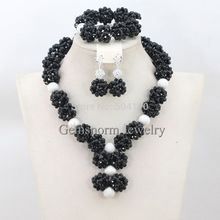 Fashion Black Women s African Jewelry Set Crystal Bridal Bead Sets Gift Necklace Jewelry Set New