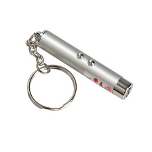 Mini 2 in1 Laser Pointer Beam LED Flashlight Torch Light Lamp Portable Keychain Torch Light Flashlights Silver E#CH
