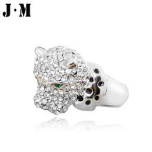 New Fashion Vintage Jewellery High Quality Champagne Gold Plated Real SWA Element Crystal Ring Women Leopard