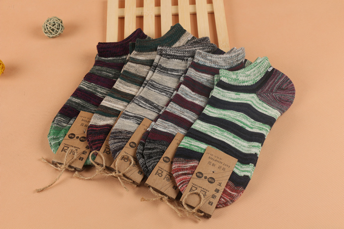 Full summer male 100 cotton sock national trend stripe sock cotton sports socks decorate winter dress