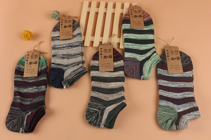 Full summer male 100 cotton sock national trend stripe sock cotton sports socks decorate winter dress