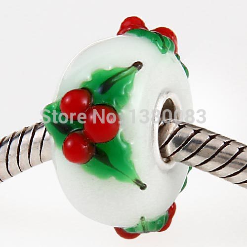 1PCS Lot European 925 Sterling Silver Core Christmas Tree Murano Glass Beads fit Pandora Style DIY