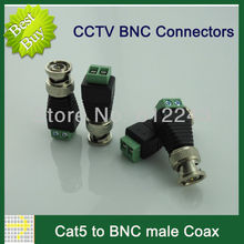 100pcs Surveillance System Cat5 to BNC Male Connector Coax for CCTV Camera Security System BNC Connector for Video Camera 22001