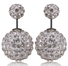 New Fashion Double Side Shining Crystal Pearl 16mm Stud Earrings Big Pearl Ball Earrings For Women