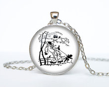 (1pcs) Cupid under a tree Pendant Vintage Original Cute Silhouette necklace victorian style engraving print