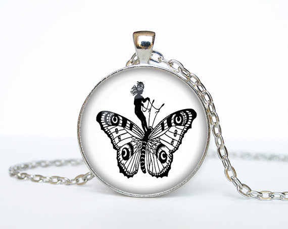  1pcs Cupid and Butterfly Colar Vintage Original Cute Silhouette Colares Femininos Victorian Style Pendant Necklace