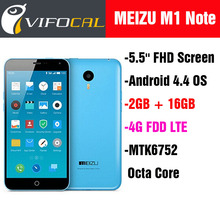 New Meizu M1 Note 4G FDD LTE Mobile Phones Android 4.4 OS MTK6752 Octa Core 5.5” FHD Screen 2GB RAM + 16GB ROM 13MP GPS 3140mAh
