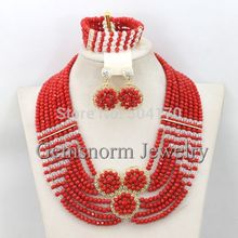 Latest Red Jewelry Sets Wedding Crystal Beads Bridal Jewelry Set Popular Style Valentines Gift Set Free