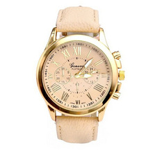 2014 New Women”s Geneva Watch Roman Numerals Faux Leather Analog Quartz WristWatch Stainless Steel fashion Watch Clock Female
