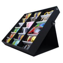 High quality Luxury 18 Grid For Sunglass Eyewear Jewelry Watches Accessories Display Case Box Tray with