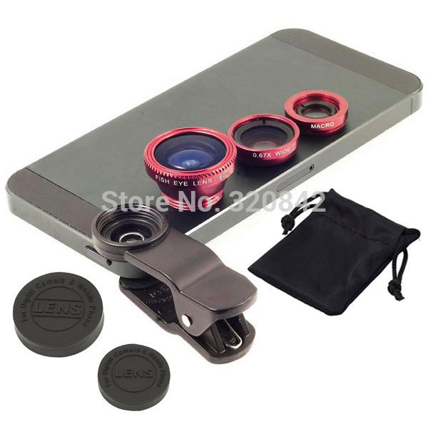 Universal 3 In 1 Clip on Fish Eye Macro lens Wide Angle Mobile Phone Lens for