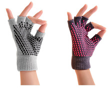GL05 Women Men Prousource Super Grippy Non slip Gray Yoga Gloves Anti slip Grip Fingerless Sports