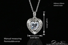2015 New Love Heart 4 Color Crystal in 1 Chain Necklaces Pendants White Gold Plated CZ