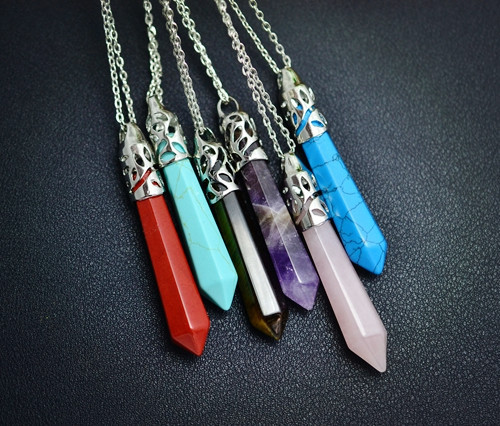 New Fashion jewelry Natural turquoise Agate Amethyst stone long pendant necklace Women Girl lover Valentine s