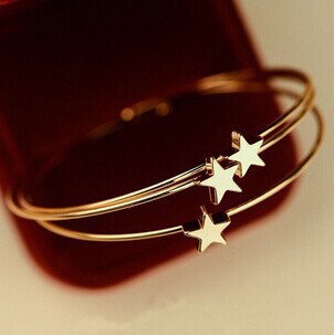 Gold pentagram cuff bracelets bangles korean luxury strass hand chain pulsera mujer pulseiras femininas brazalete female