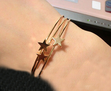 Gold pentagram cuff bracelets bangles korean luxury strass hand chain pulsera mujer pulseiras femininas brazalete female
