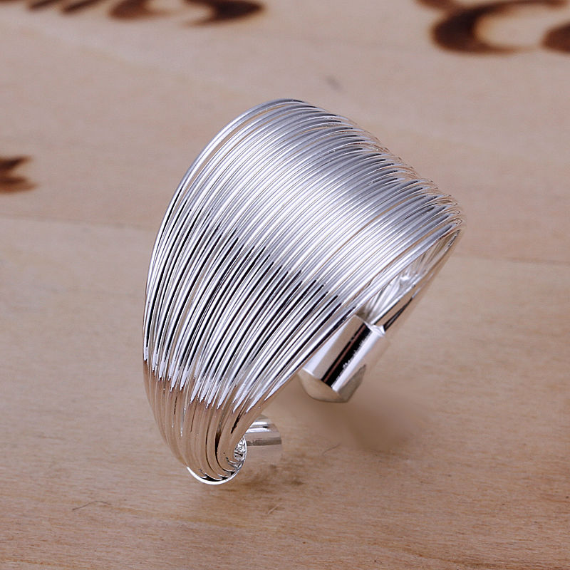 Free Shipping Wholesale 925 Silver Ring Fine Fashion Multi Line Silver Jewelry Ring Women Men Gift