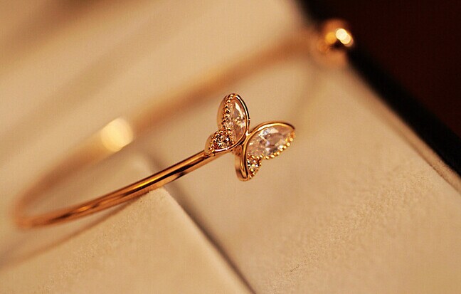 Gold cristal zircon butterfly cuff bracelets bangles korean luxury strass hand chain pulsera mujer pulseiras femininas
