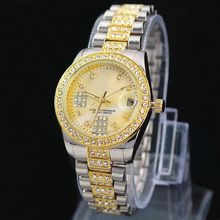 New Model Fashion women/man gold silver wristwatch diamond lady dress watch with Calendar Best gift Top Luxury Design watch