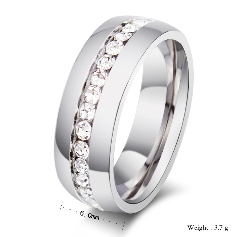 Fashion silver colors titanium steel Brand Full Created Diamond Rings men and women ring Jewelry LR10
