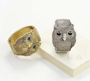 Korean vintage bronze wide owl bracelets bangles kpop luxury pulseras mujer pulseiras femininas brazalete coruja buho