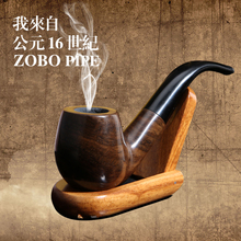 2015 ZOBO Pipe High Grade Ebony Wood Double Filter Cigarette Golder Wooden Pipe