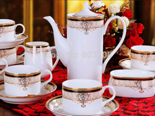 Fashion 15pcs bone china coffee sets, Europe gold trim tea sets,ceramic coffee cup set